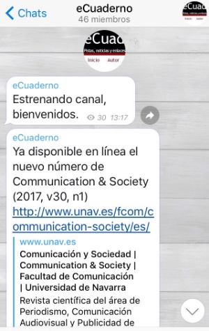 Canal Telegram de eCuaderno